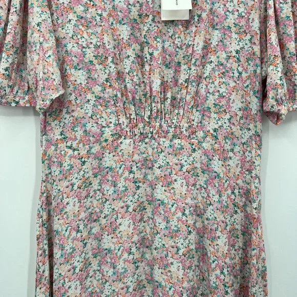 Faithfull the Brand Women's Beline Midi Dress Vionette Floral Pink sz XL/US 10 - Picture 4 of 12
